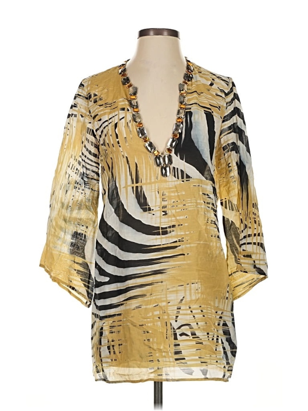 Marie France Van Damme Beach Cover-Up Size 2 Jeweled Trim